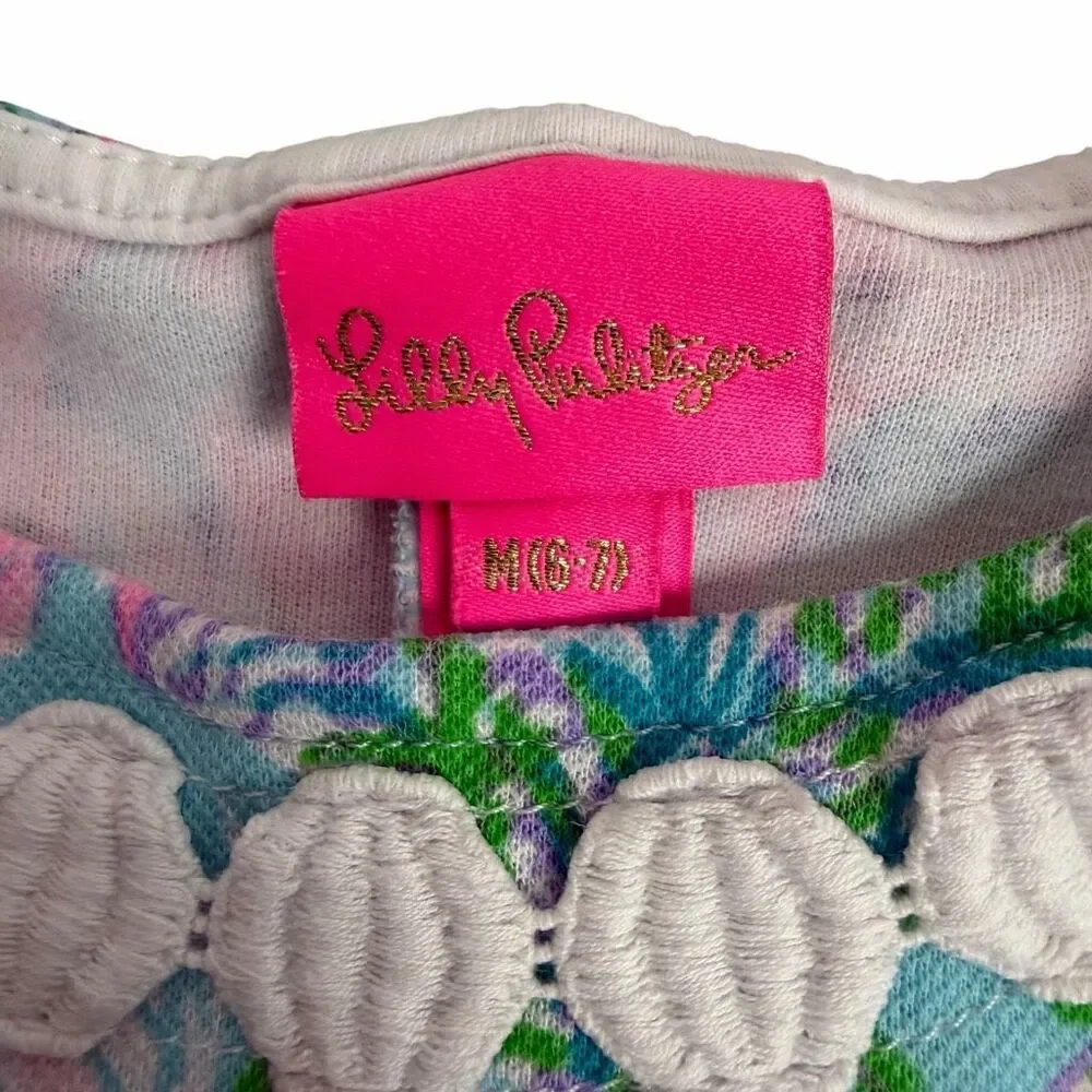 Lilly Pulitzer Little Lilly Knit Shift Dress Size M 6-7 Celestial Blue